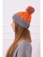 Dámska čiapka s brmbolcom Abigail K326 sivá+neon orange