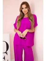 Viskózová blúzka + nohavice tmavo fialová