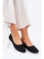 Baleriny Damskie Płaskie Z Brokatem Czarne Tatorelis
