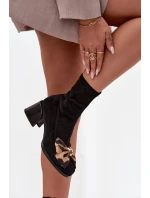 Botki Damskie Z Kokardą Na Klocku D&A JC52-827 Czarne