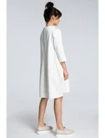 B070 Nadrozmerné šaty s opaskom na zaväzovanie - ecru