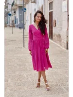 Dámske šaty SUK0372 Tmavo fialová - Roco Fashion Dámske šaty SUK0372 Tmavo fialová - Roco Fashion