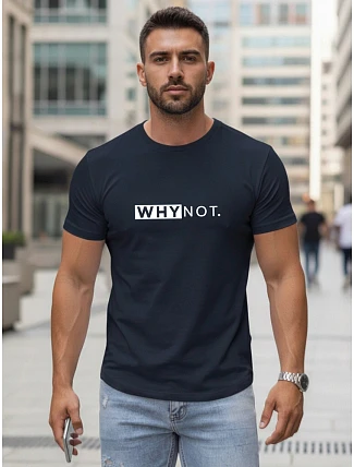 Pánske klasické streetwearové tričko s potlačou tmavomodré FashionStreet NX5122R