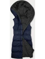 Tmavo modro-čierna obojstranná ovesrsize vesta s kapucňou (V724) Tmavo modro-čierna obojstranná ovesrsize vesta s kapucňou (V724)