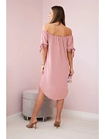 Šaty zviazané na rukávoch tmavá púdrová ružová