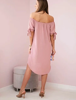 Šaty zviazané na rukávoch tmavá púdrová ružová