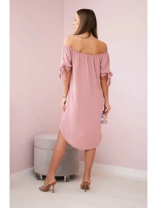 Šaty zviazané na rukávoch tmavá púdrová ružová