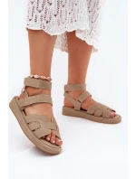 Sandały Damskie Z Rzepami Khaki Uvissa