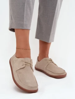 Półbuty Damskie Typu Barefoot Z Naturalnego Zamszu Zazoo 327 Jasnobeżowe