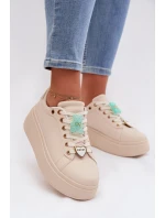 Dámské tenisky na platformě s přívěsky Medvídek Srdce Béžové Selorissa