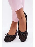 Síťované baleríny s ozdobou Vinceza 62270 Černé
