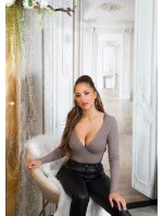 Dámsky sexy kardigán so zavinovacími prvkami IN-1537 Grey - Koucla