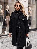 Dlhý dámsky kabát z ovčej kože, čierny, FashionStreet NY0801 Dlhý dámsky kabát z ovčej kože, čierny, FashionStreet NY0801