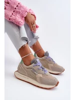 Sneakersy Damskie Na Platformie Memory Foam System Big Star NN274681 Beżowe