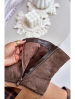 Ocieplane Botki Damskie Na Obcasie Słupku Brązowe Vailia