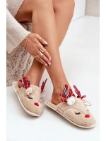 Świąteczne Kapcie Z Motywem Renifera Beżowe Sylaia