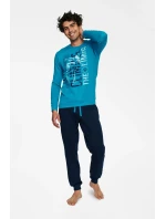 Pyžamo Block 40023-55X Modrá a tmavo modrá - Henderson Pyžamo Block 40023-55X Modrá a tmavo modrá - Henderson