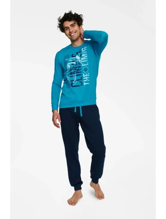 Pyžamo Block 40023-55X Modrá a tmavo modrá - Henderson Pyžamo Block 40023-55X Modrá a tmavo modrá - Henderson