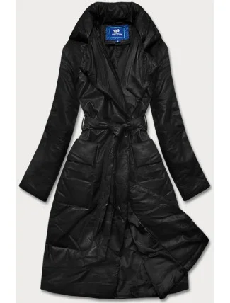 Čierna oversize bunda z ekologickej kože (AG1-J9080)