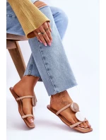 Zamszowe Klapki Z Ozdobami Nude Victoria