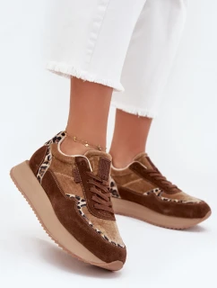 Dámske semišové tenisky Big Star OO274A313 HI-POLY SYSTEM Brown Leopard