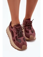 Kožené tenisky na platforme Big Star HI-POLY SYSTEM - bordová