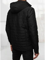 Pánska prešívaná bunda s kapucňou čierna FashionStreet TX5009 Pánska prešívaná bunda s kapucňou čierna FashionStreet TX5009