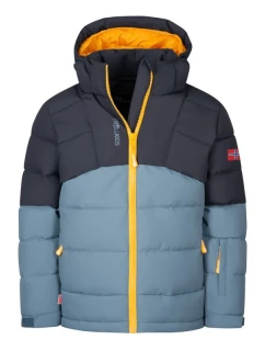 Trollkids Detská zimná bunda s kapucňou Gryllefjord zateplená nepremokavá modrá (365-620)