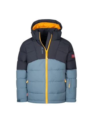 Trollkids Detská zimná bunda s kapucňou Gryllefjord zateplená nepremokavá modrá (365-620)