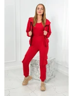 Set 3 v 1 mikina + top + nohavice červený