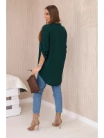Blúzka s predĺženým zadným dielom tmavozelená