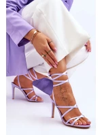 Damskie Wiązane Sandałki Na Szpilce Fioletowe Meya