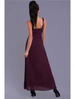 Dámske spoločenské šaty EVA LOLA s čipkou a kamienkami dlhé tmavo modrá