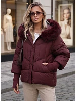 Dámska zimná prešívaná bunda s kožušinou, bordová, FashionStreet TY5742 Dámska zimná prešívaná bunda s kožušinou, bordová, FashionStreet TY5742