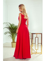 CHIARA - Elegantné červené dámske maxi šaty na ramienkach 299-1
