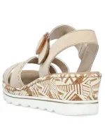 Pohodlné béžové sandále na platforme s podpätkom Rieker W RKR595