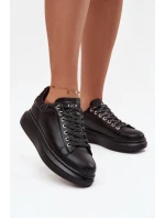 Sneakersy Damskie Z Naturalnej Skóry GOE OO2N4004 Czarne