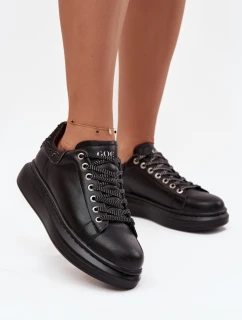 Sneakersy Damskie Z Naturalnej Skóry GOE OO2N4004 Czarne