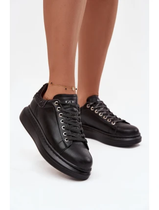 Sneakersy Damskie Z Naturalnej Skóry GOE OO2N4004 Czarne