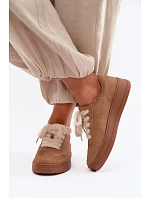 Semišové tenisky s kožušinovým šnurovaním Kobbo 79655 Camel Semišové tenisky s kožušinovým šnurovaním Kobbo 79655 Camel