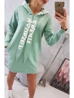 Oversize šaty s kapucňou tmavo mätové