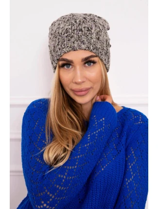 Fleecová čiapka Roksana K209 sivá+fialová+ecru