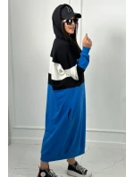 Trikolórne šaty s kapucňou Čierna + ecru + nevädza Trikolórne šaty s kapucňou Čierna + ecru + nevädza