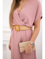 Dlhé šaty s ozdobným opaskom tmavo púdrovo ružové Dlhé šaty s ozdobným opaskom tmavo púdrovo ružové