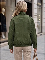 Dámska semišová bunda typu bomber, zelená, FashionStreet TY5959 Dámska semišová bunda typu bomber, zelená, FashionStreet TY5959