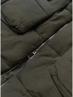 Dámska zimná bunda nadrozmernej veľkosti v khaki farbe (736art)