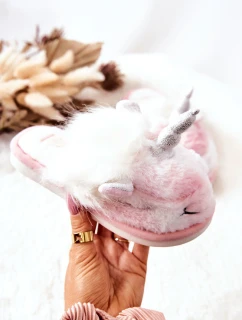 Papcie Ocieplane Jednorożec Biało-Różowe Ronee