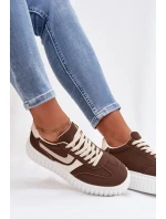 Dámské tenisky na platformě z eko semiše hnědé Cadrina