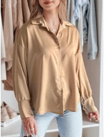 Dámske oversize tričko SATINIA beige FashionStreet DY0451 Dámske oversize tričko SATINIA beige FashionStreet DY0451