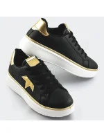 Čierno-zlaté šnurovacie tenisky sneakers s hviezdičkou (BB126A)